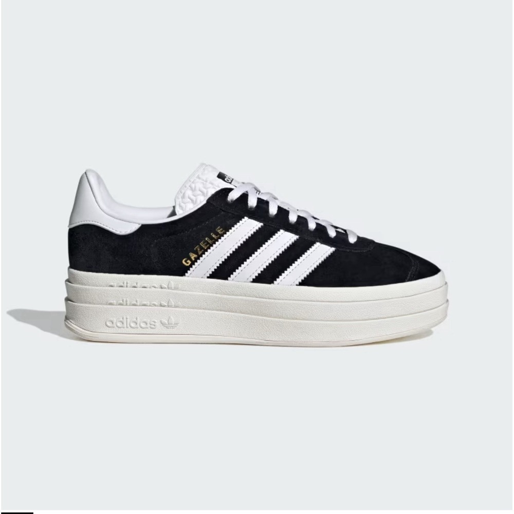 Adidas Gazelle Bold Platform Sneakers Black White Suede Women's 8.5 NWOB